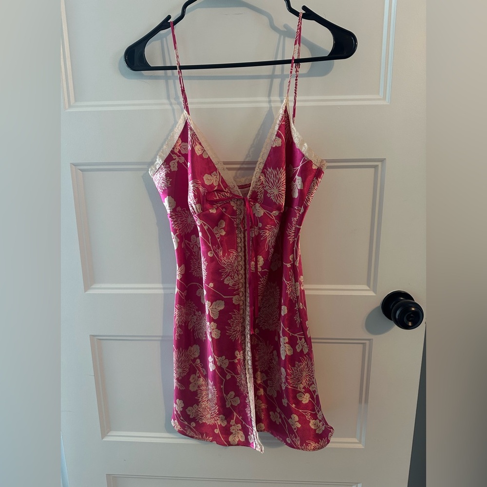 Victoria's Secret Fuchsia and Cream Lace Slip